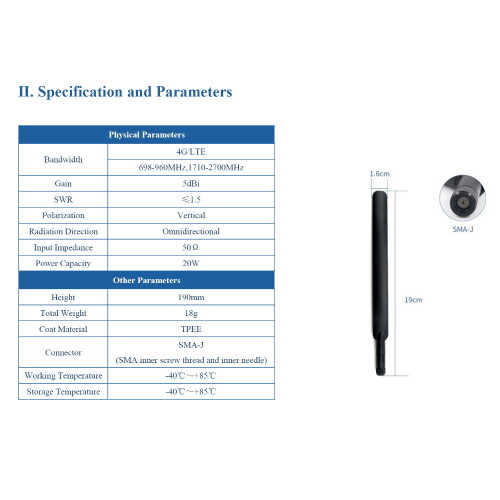 5.0dB 868 mhz 900 mhz 4g LTE 698~960MHz,1710~2700MHz SMA anten - 6