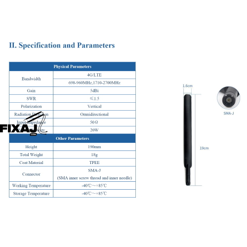 5.0dB 868 mhz 900 mhz 4g LTE 698~960MHz,1710~2700MHz SMA anten - 6